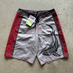 NWT Crazy Shirts Shark Swim Trunks Size 30 Gray Red Bathing Suit Swim Shorts NEW